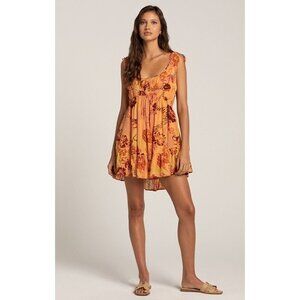 Free People Vernon Mini Dress in Sunshine Combo Size Large Boho Festival New